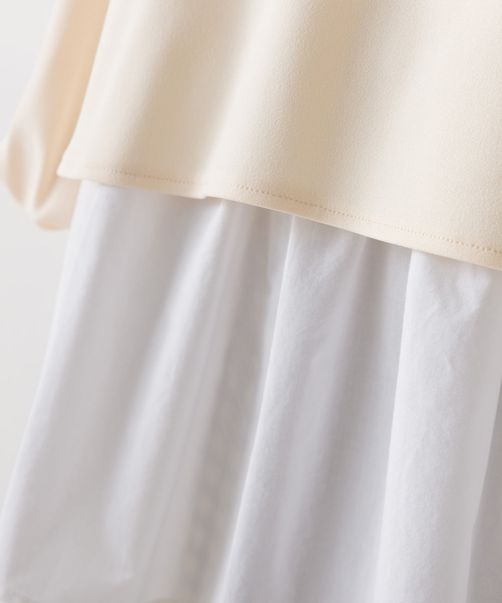 【OMNES】梨地ショート丈裾フレアアンサンブル長袖【7123-5352】