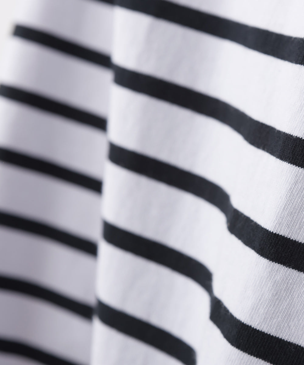 【OMNES】メンズ パネルボーダーコットン長袖Tシャツ【7123-5354】