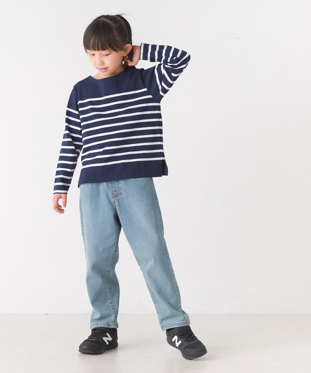 【OMNES】キッズパネルボーダーコットン長袖Tシャツ【7123-5355】