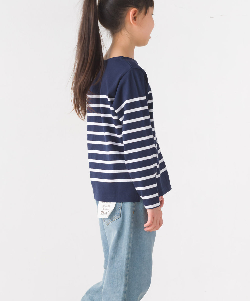 【OMNES】キッズパネルボーダーコットン長袖Tシャツ【7123-5355】