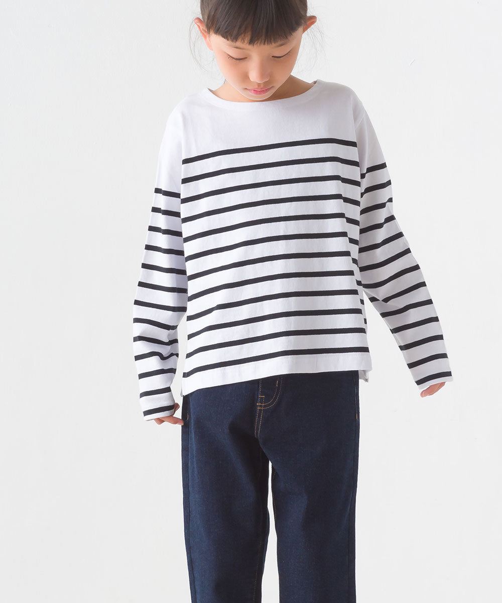 【OMNES】キッズパネルボーダーコットン長袖Tシャツ【7123-5355】