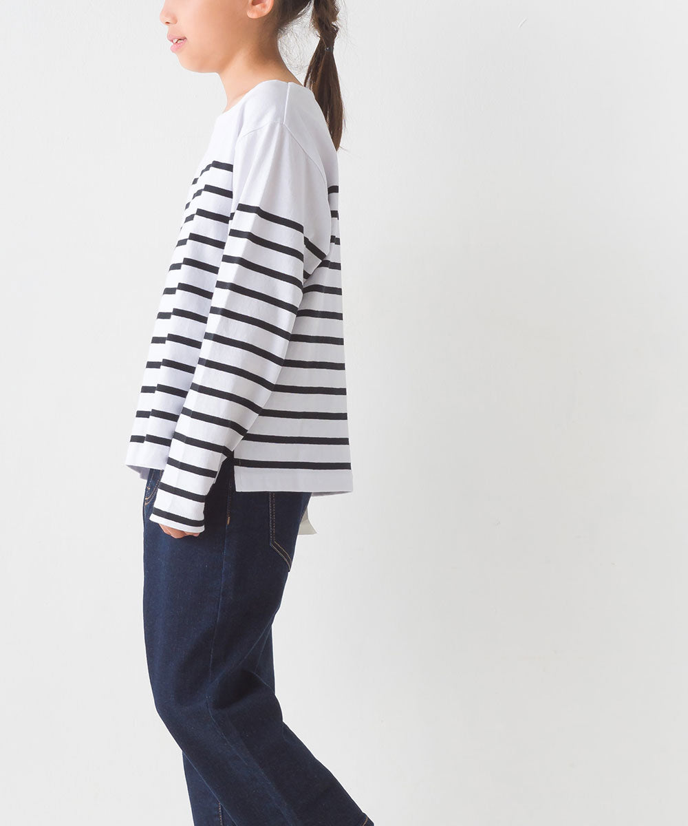 【OMNES】キッズパネルボーダーコットン長袖Tシャツ【7123-5355】