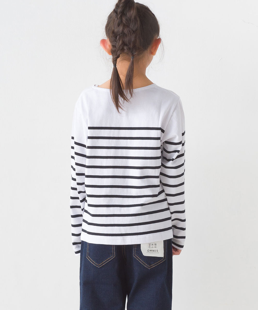 【OMNES】キッズパネルボーダーコットン長袖Tシャツ【7123-5355】