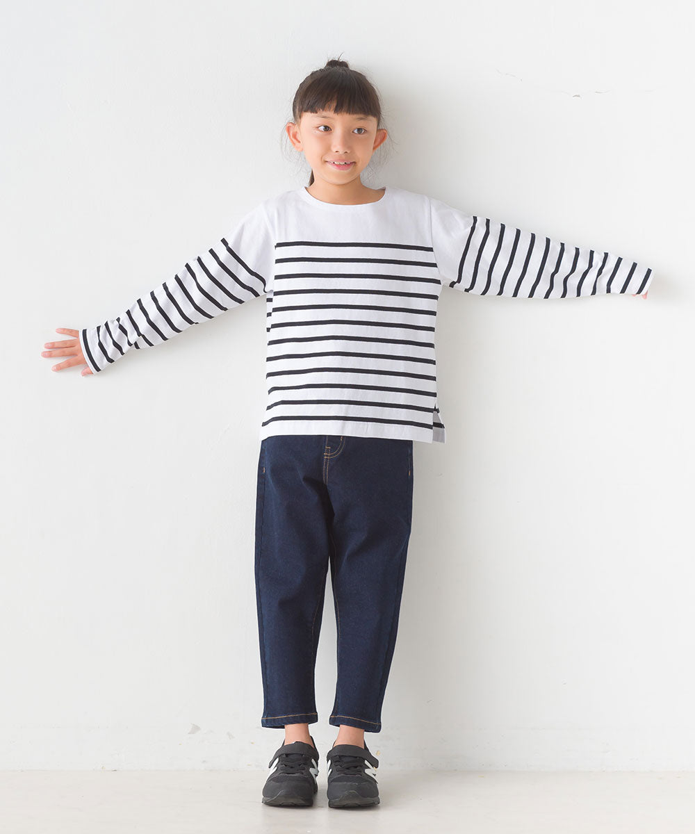 【OMNES】キッズパネルボーダーコットン長袖Tシャツ【7123-5355】