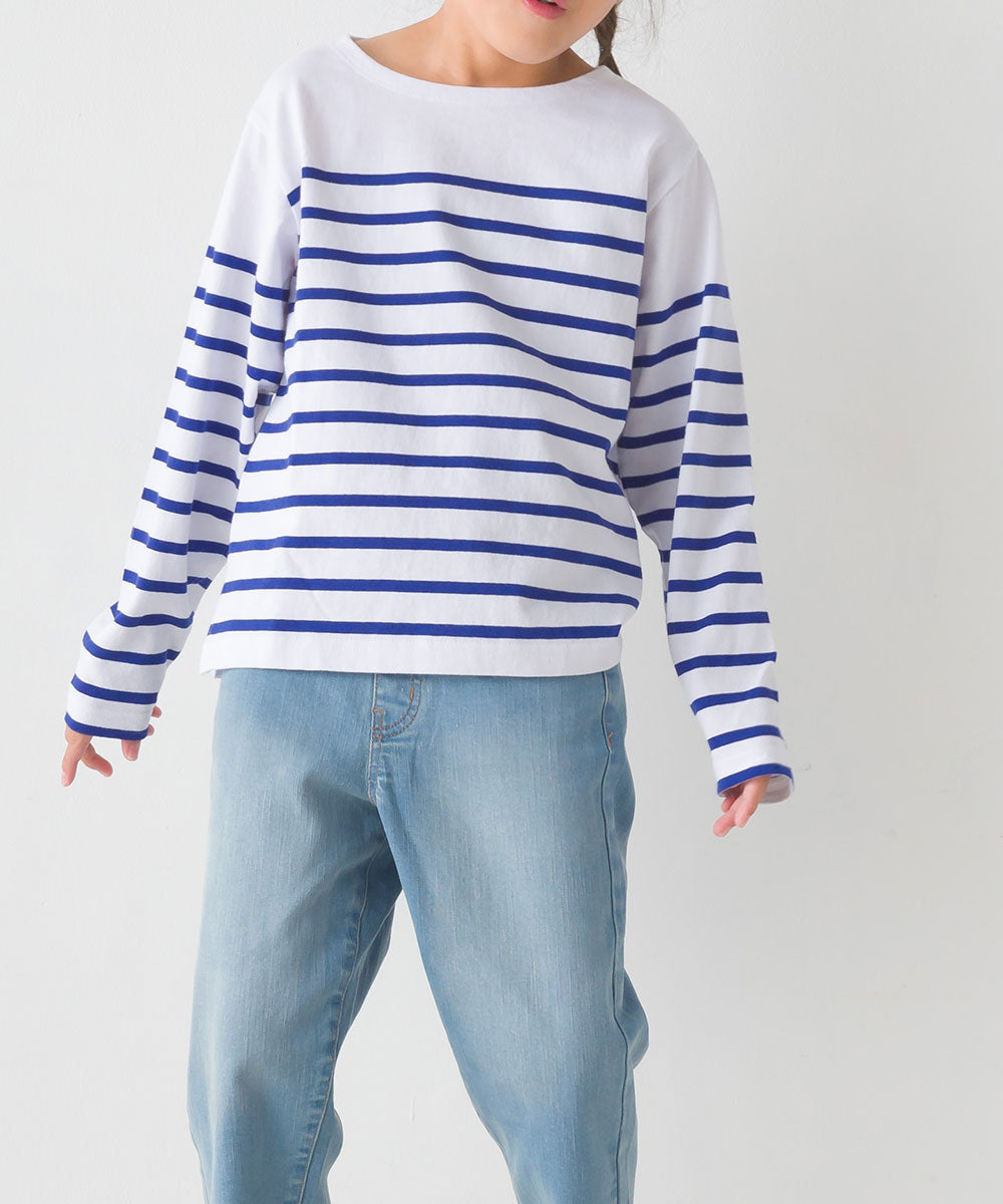 【OMNES】キッズパネルボーダーコットン長袖Tシャツ【7123-5355】