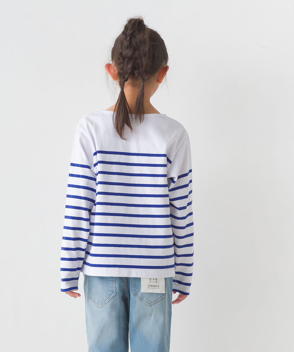【OMNES】キッズパネルボーダーコットン長袖Tシャツ【7123-5355】