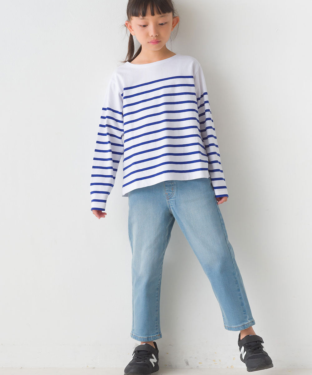 【OMNES】キッズパネルボーダーコットン長袖Tシャツ【7123-5355】