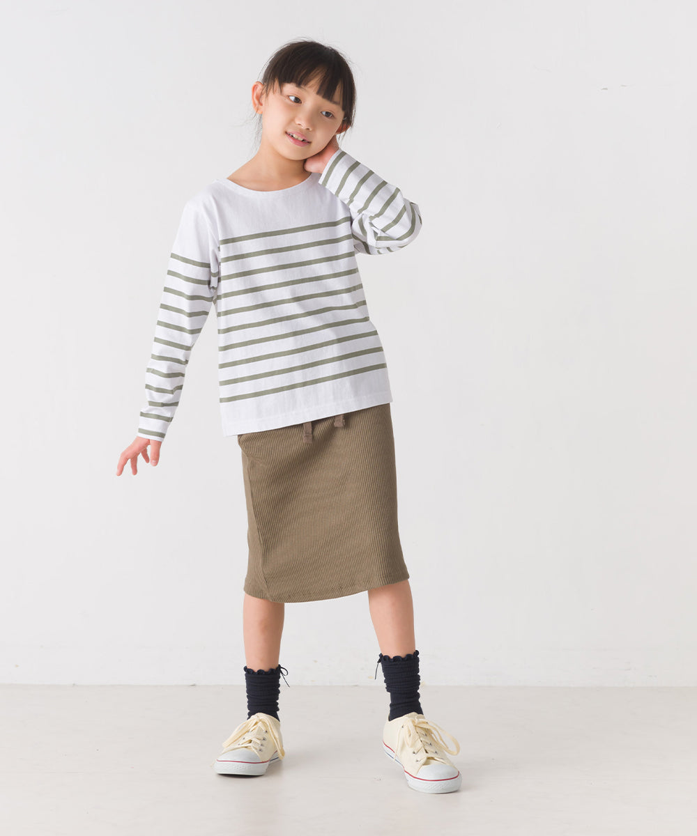 【OMNES】キッズパネルボーダーコットン長袖Tシャツ【7123-5355】