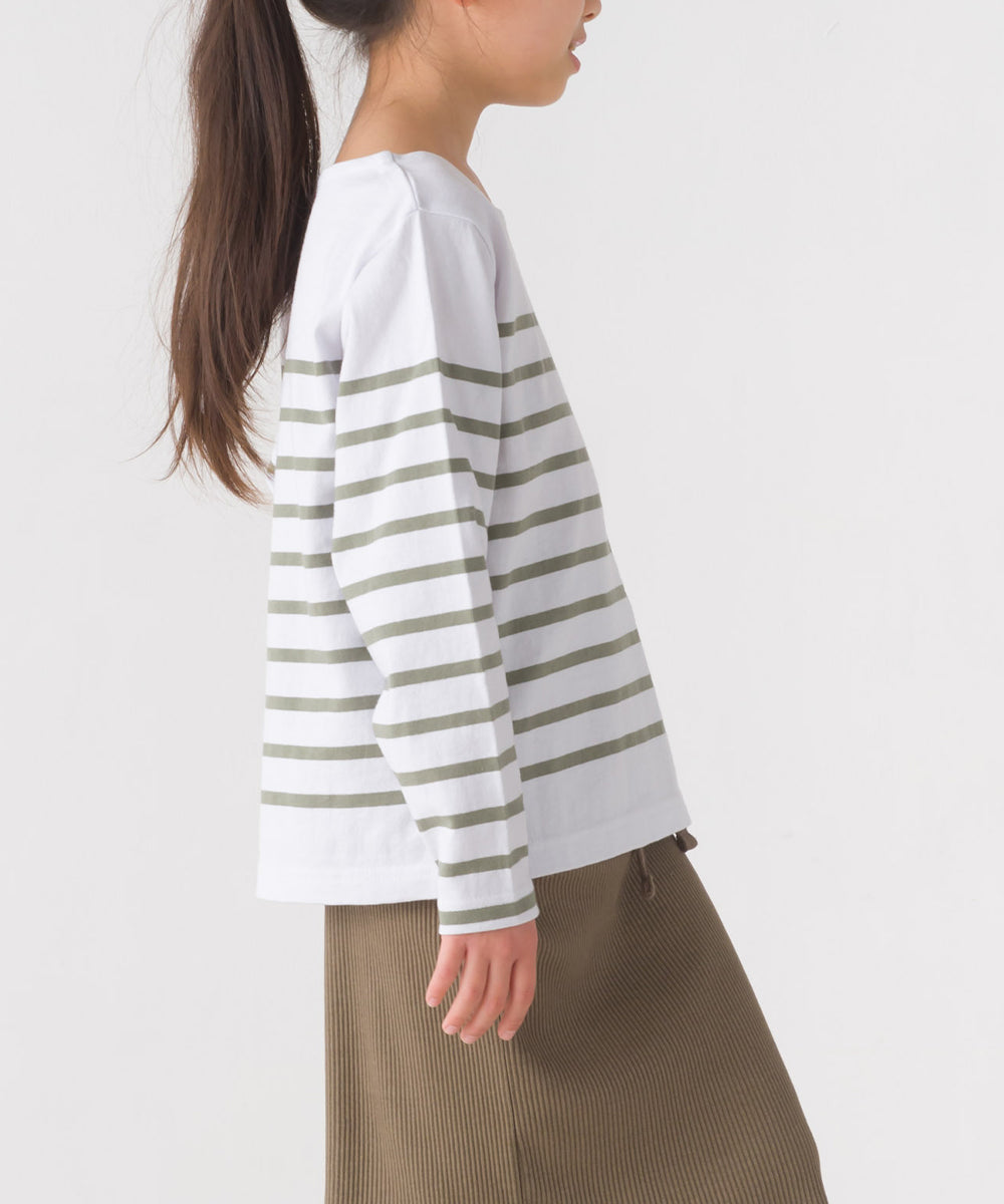 【OMNES】キッズパネルボーダーコットン長袖Tシャツ【7123-5355】