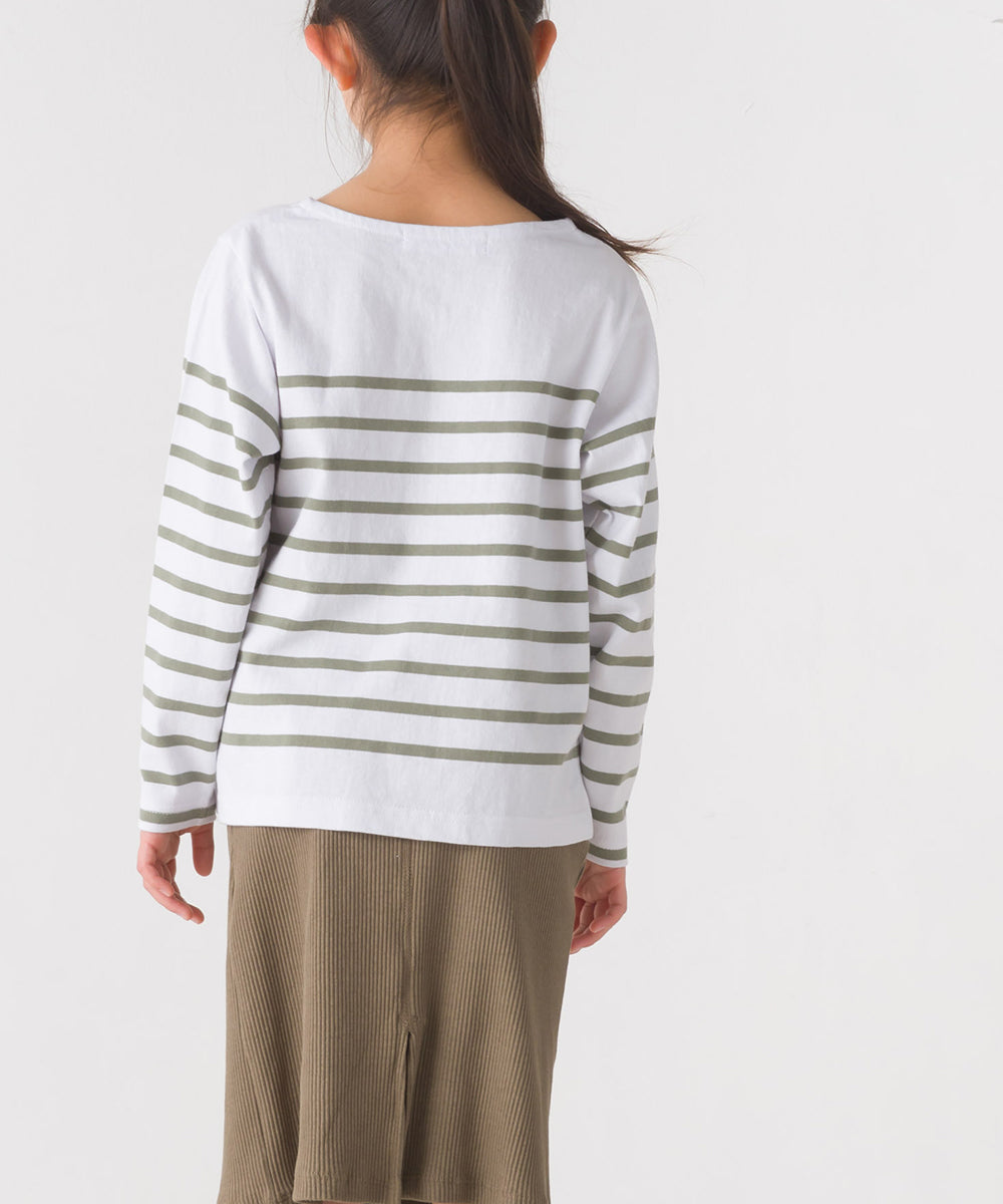 【OMNES】キッズパネルボーダーコットン長袖Tシャツ【7123-5355】