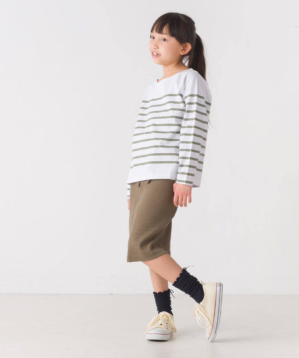 【OMNES】キッズパネルボーダーコットン長袖Tシャツ【7123-5355】