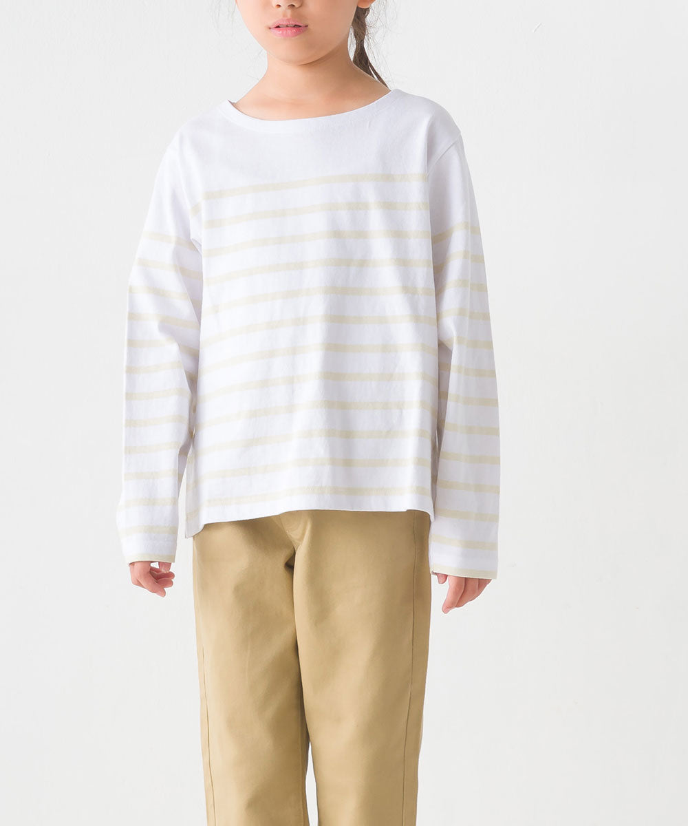 【OMNES】キッズパネルボーダーコットン長袖Tシャツ【7123-5355】