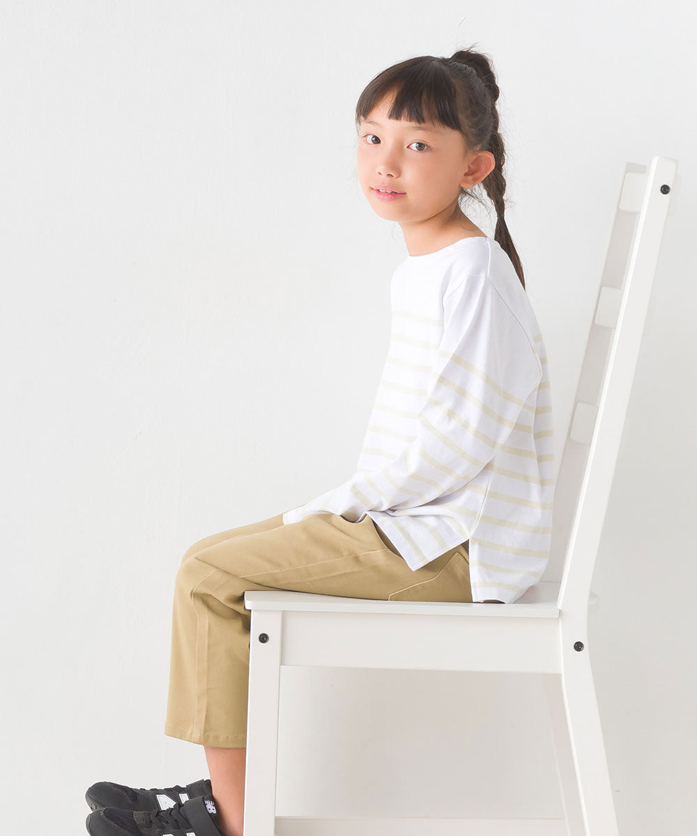 【OMNES】キッズパネルボーダーコットン長袖Tシャツ【7123-5355】