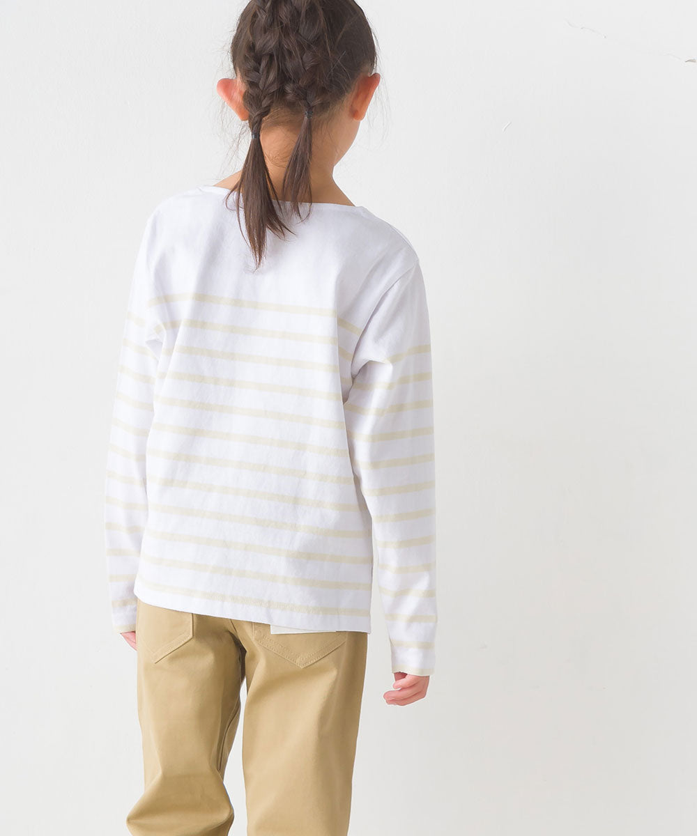 【OMNES】キッズパネルボーダーコットン長袖Tシャツ【7123-5355】