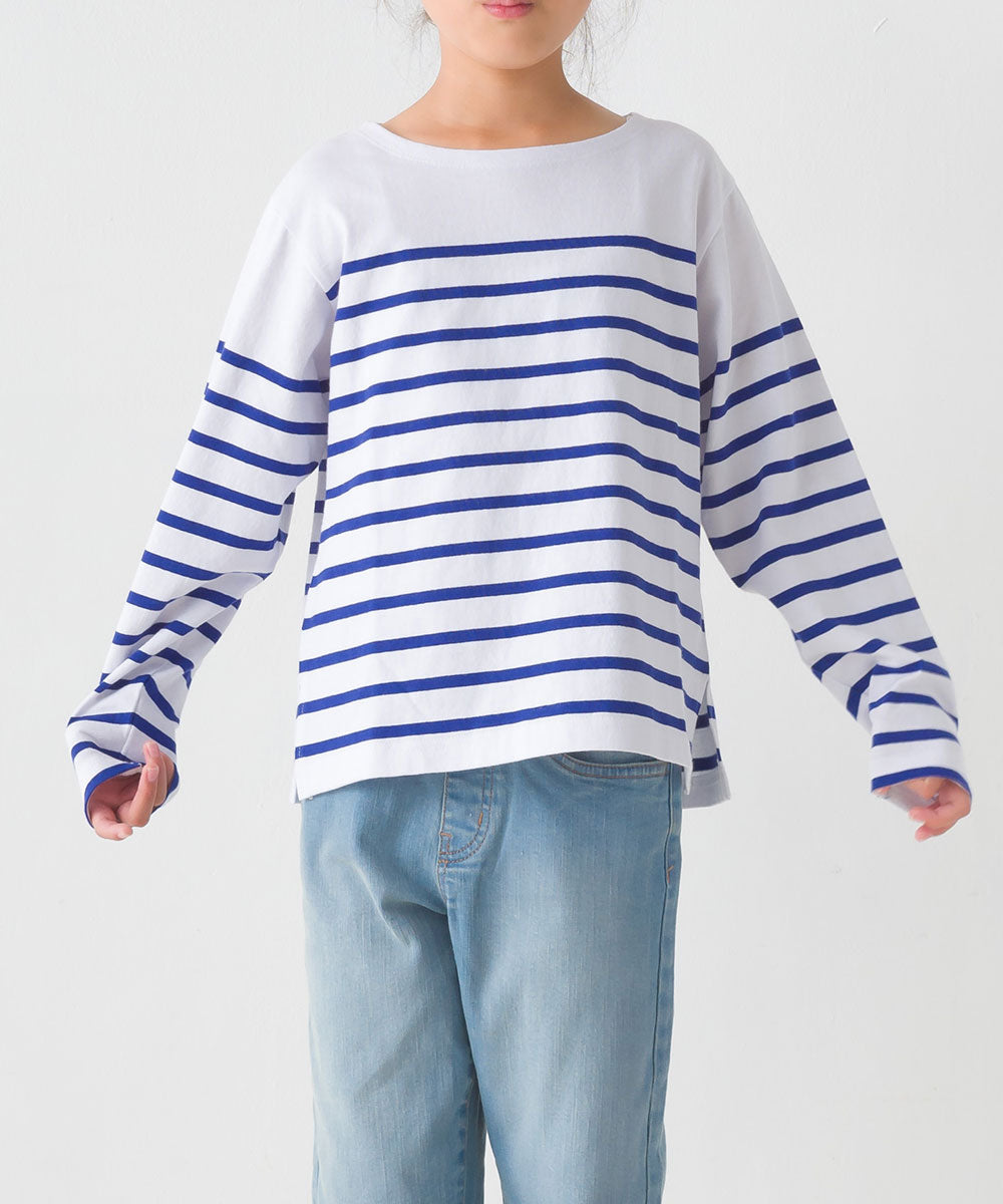 【OMNES】キッズパネルボーダーコットン長袖Tシャツ【7123-5355】