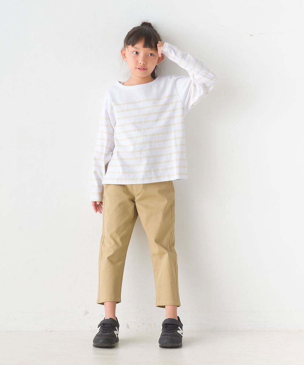 【OMNES】キッズパネルボーダーコットン長袖Tシャツ【7123-5355】