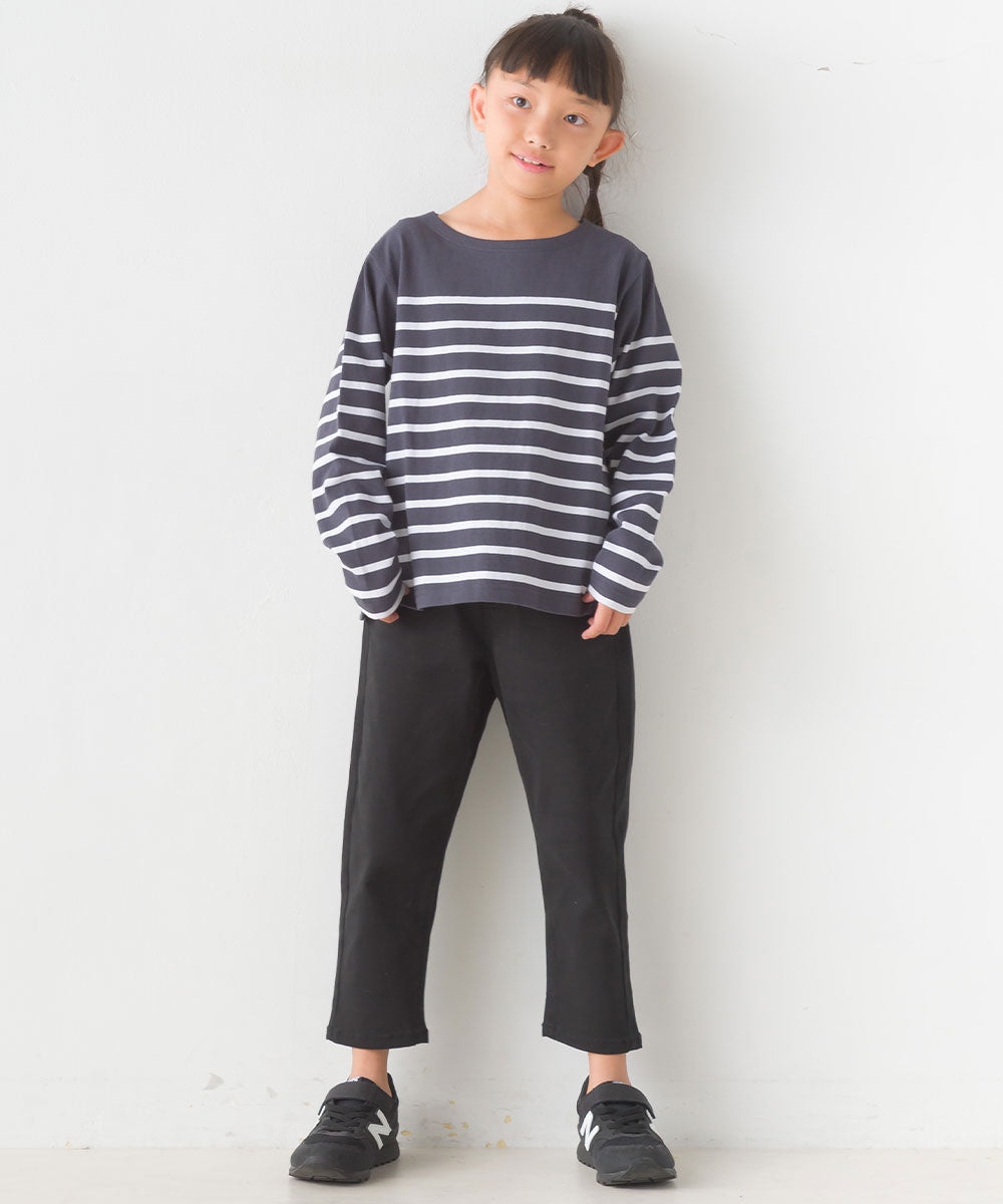 【OMNES】キッズパネルボーダーコットン長袖Tシャツ【7123-5355】