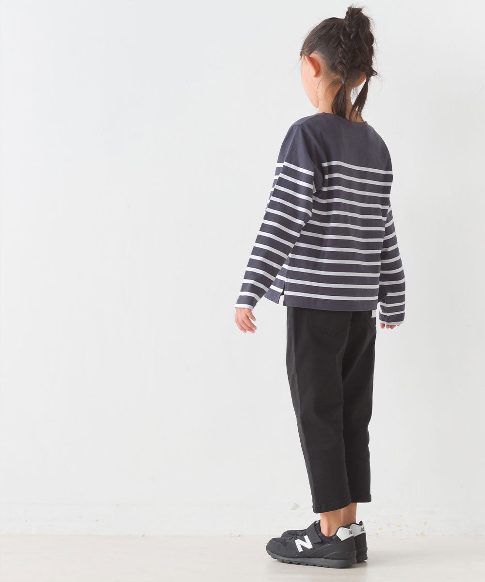 【OMNES】キッズパネルボーダーコットン長袖Tシャツ【7123-5355】