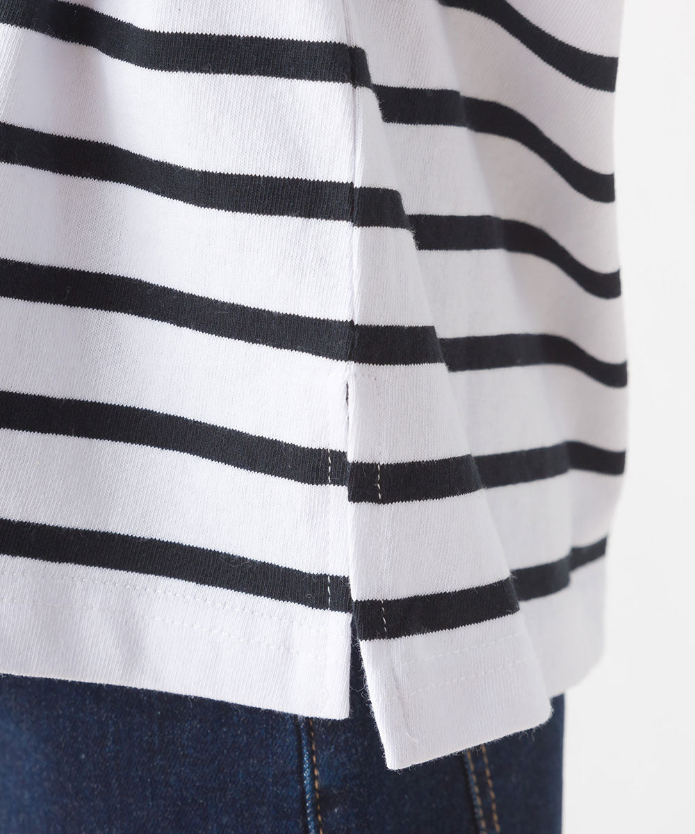 【OMNES】キッズパネルボーダーコットン長袖Tシャツ【7123-5355】