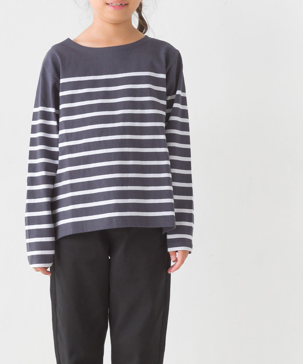 【OMNES】キッズパネルボーダーコットン長袖Tシャツ【7123-5355】