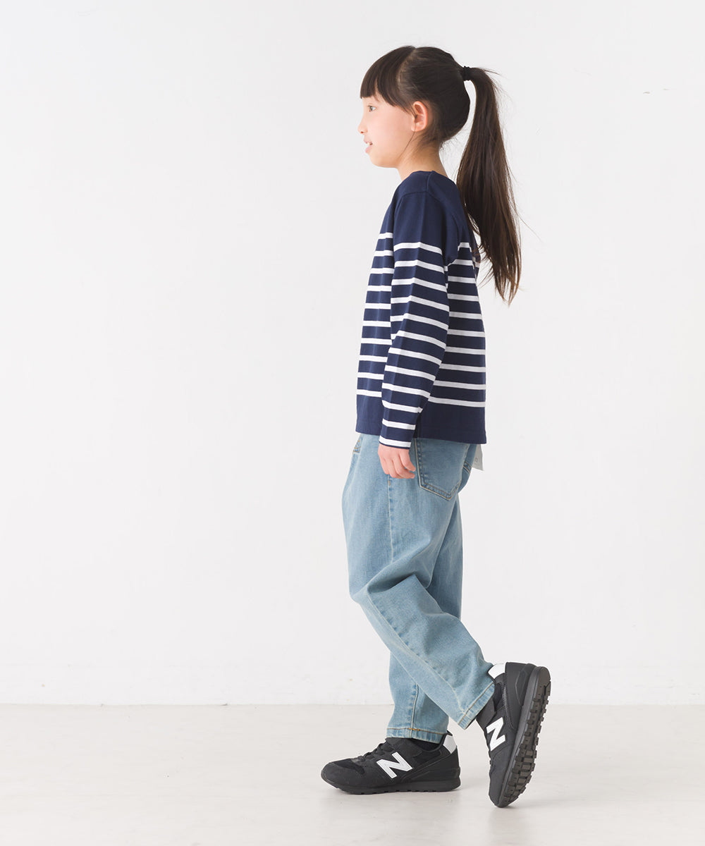 【OMNES】キッズパネルボーダーコットン長袖Tシャツ【7123-5355】
