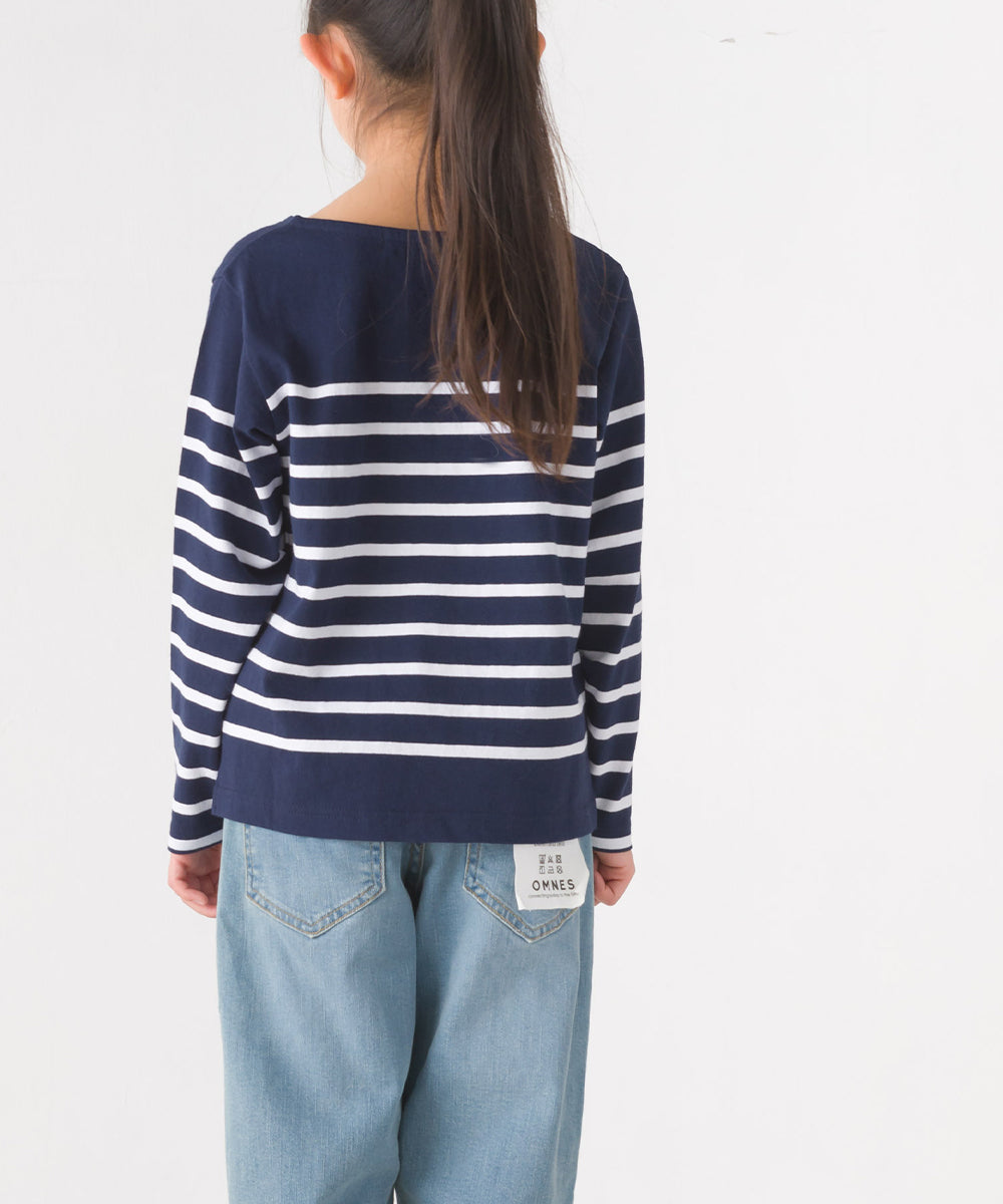【OMNES】キッズパネルボーダーコットン長袖Tシャツ【7123-5355】