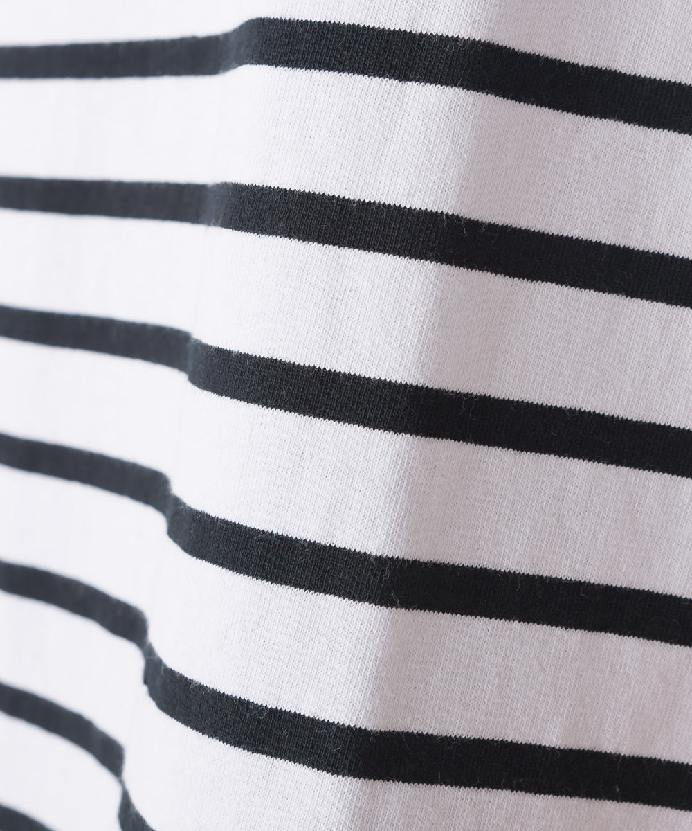 【OMNES】メンズ パネルボーダーコットン5分袖Tシャツ【7123-5368】