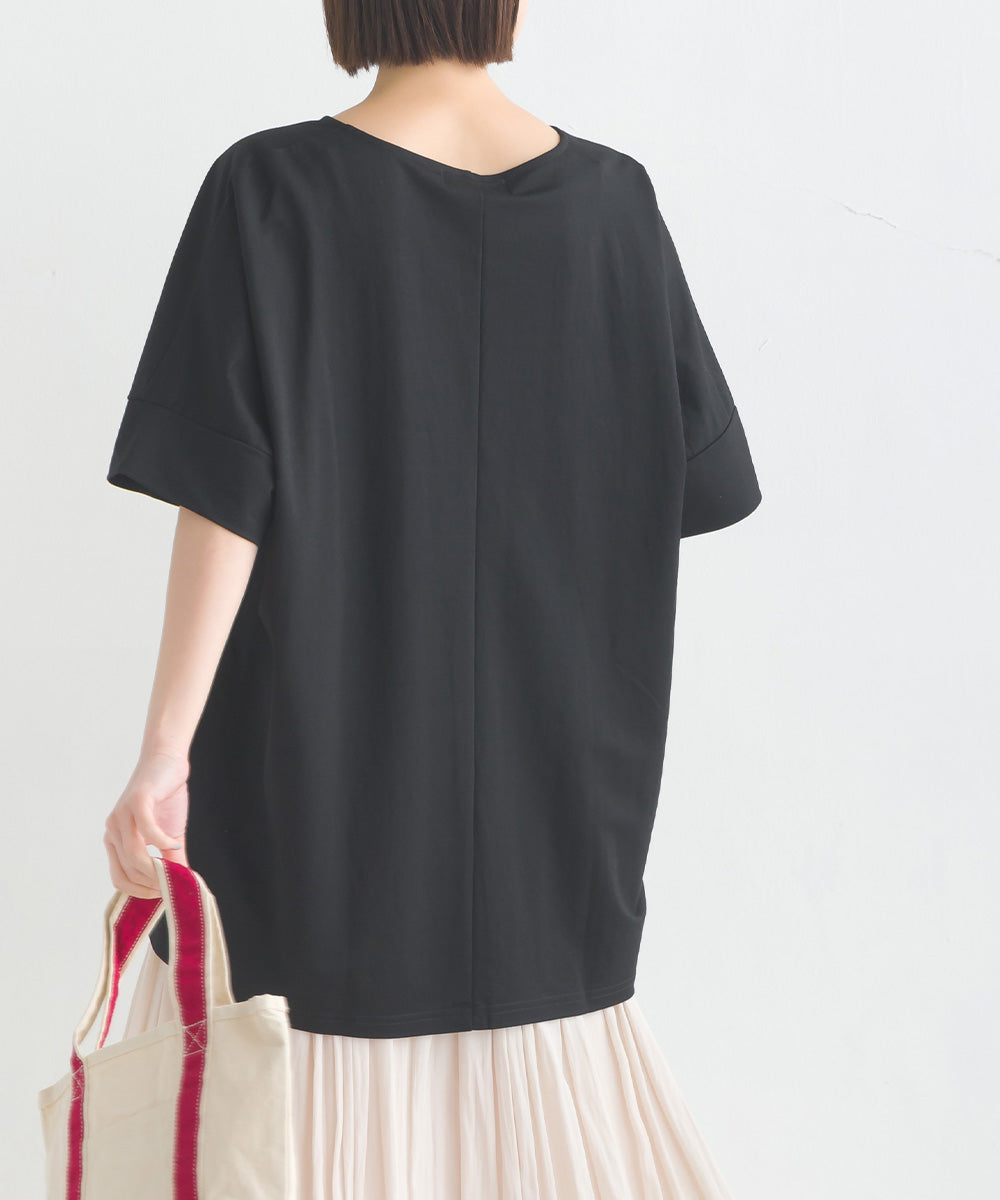 【OMNES】接触冷感レーヨンナイロン キーネック半袖プルオーバー【7123-5382】