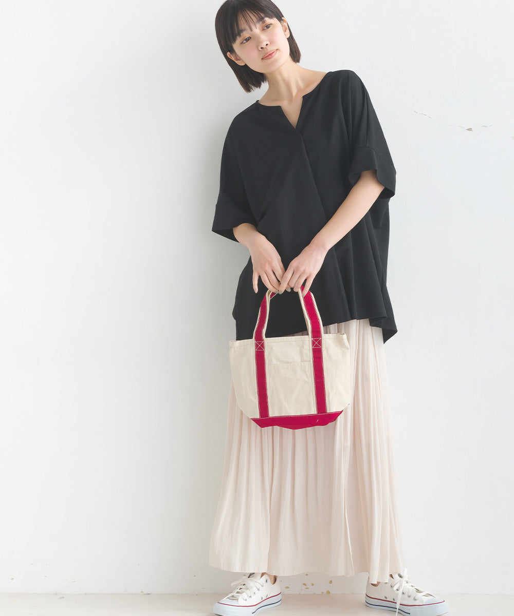 【OMNES】接触冷感レーヨンナイロン キーネック半袖プルオーバー【7123-5382】