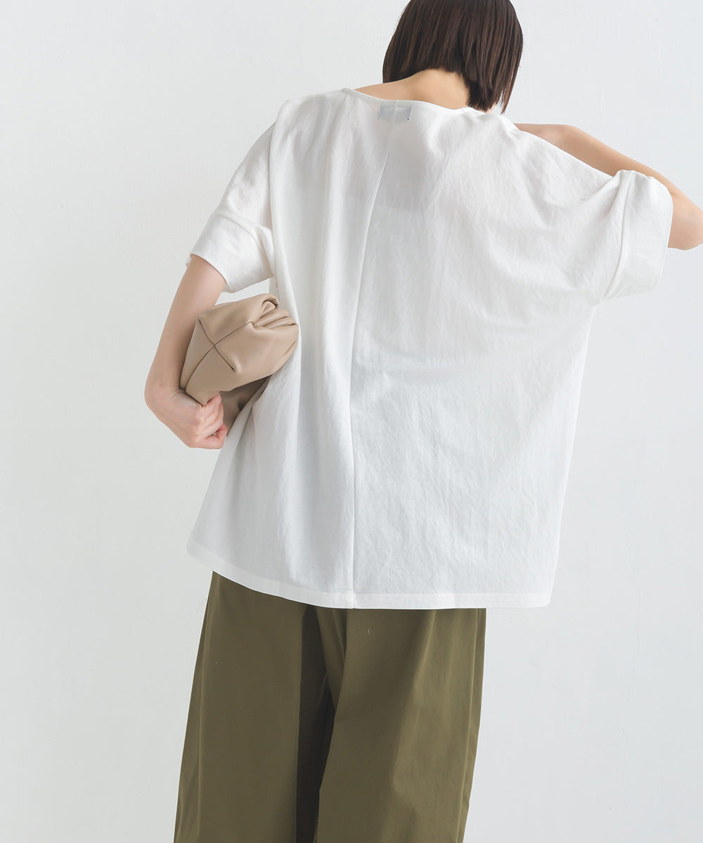 【OMNES】接触冷感レーヨンナイロン キーネック半袖プルオーバー【7123-5382】