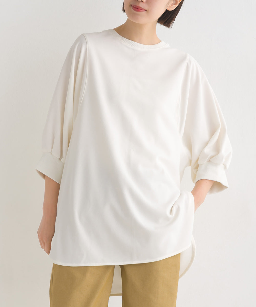 【OMNES】アムンゼン(梨地) バックヘンリーネックプルオーバー6分袖【7123-5391】