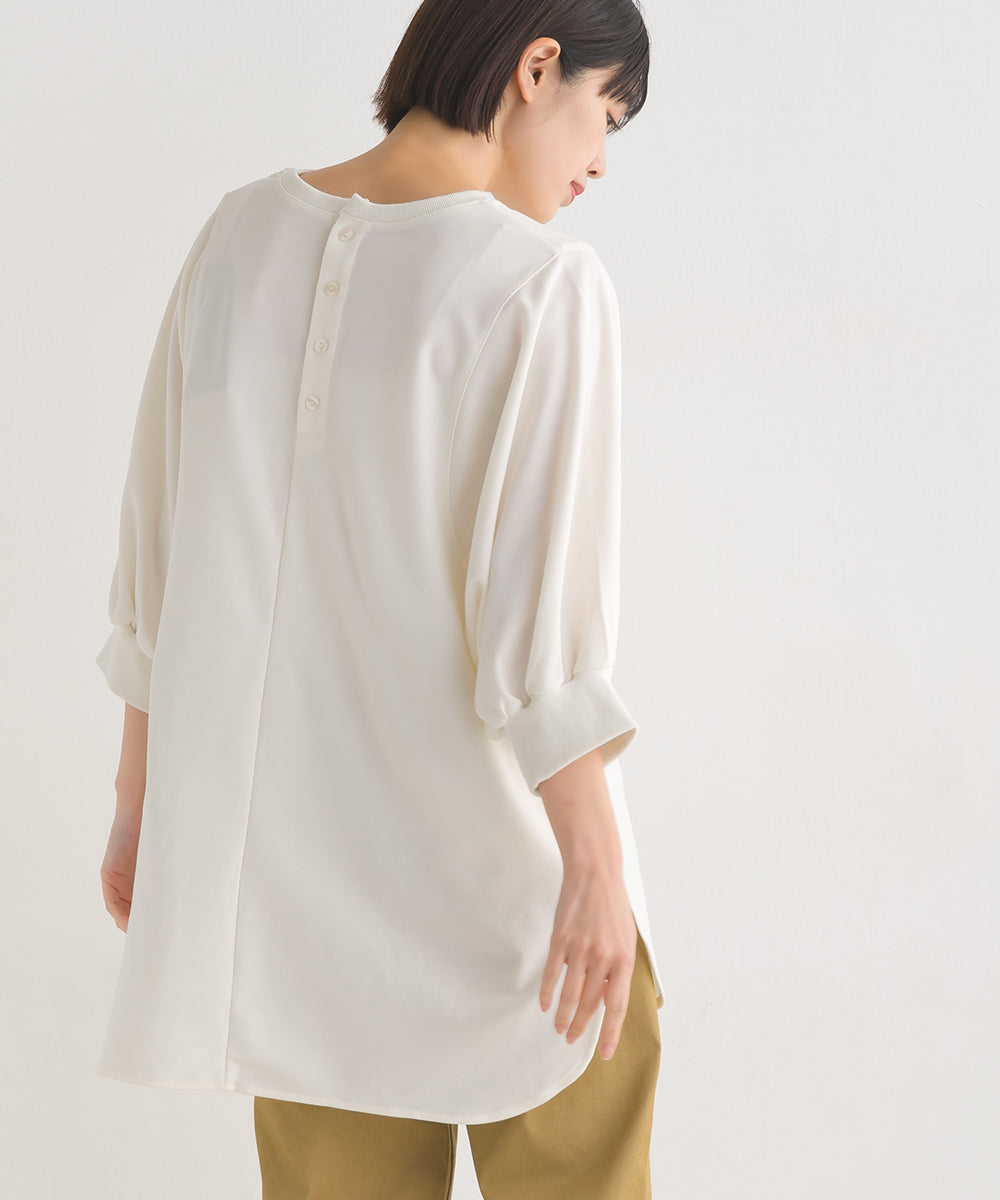 【OMNES】アムンゼン(梨地) バックヘンリーネックプルオーバー6分袖【7123-5391】