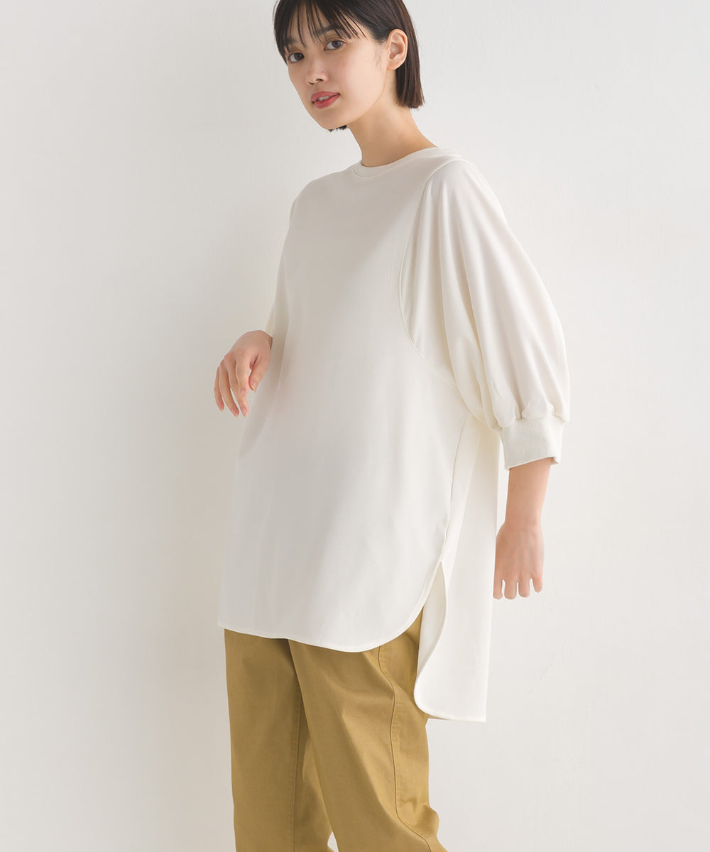 【OMNES】アムンゼン(梨地) バックヘンリーネックプルオーバー6分袖【7123-5391】