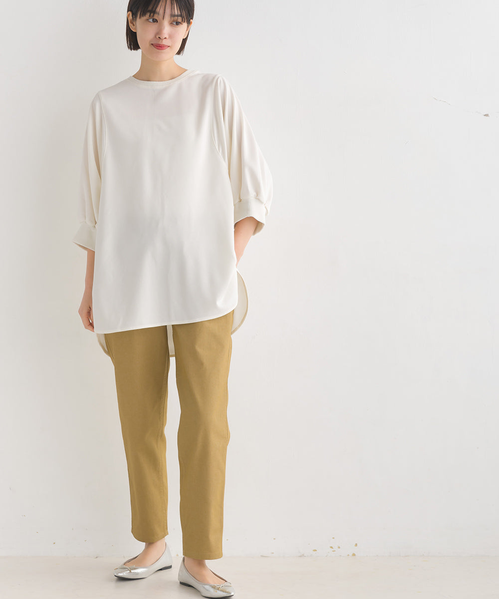 【OMNES】アムンゼン(梨地) バックヘンリーネックプルオーバー6分袖【7123-5391】