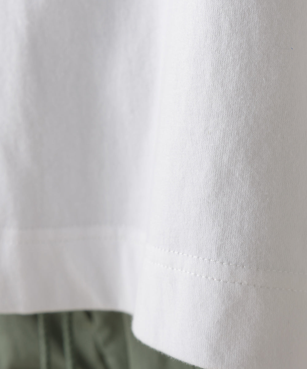 【OMNES】コンビパフスリーブ5分袖プルオーバー【7123-5398】