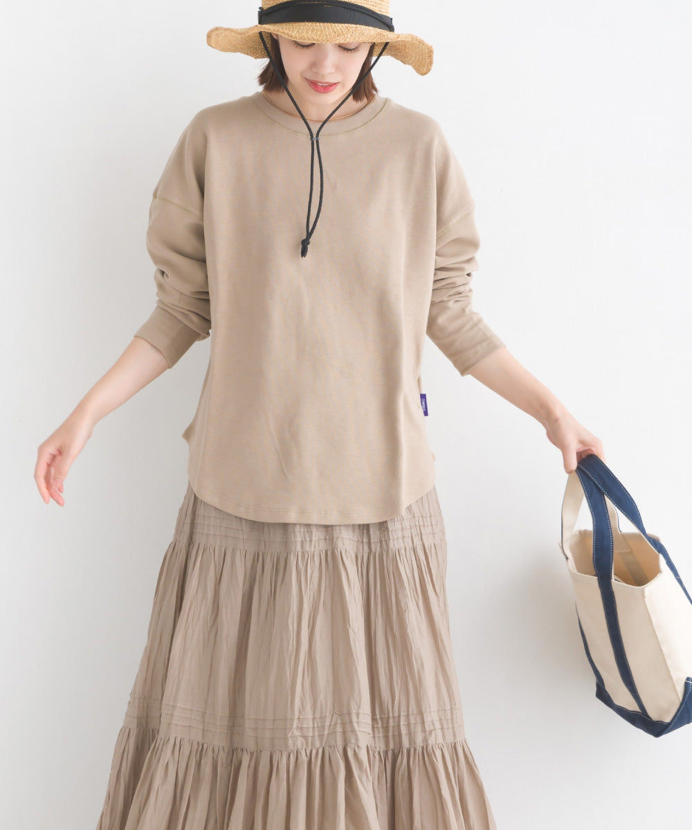 【OMNES】リップルダブルフェイス 裾ラウンド長袖Tシャツ【7123-5405】