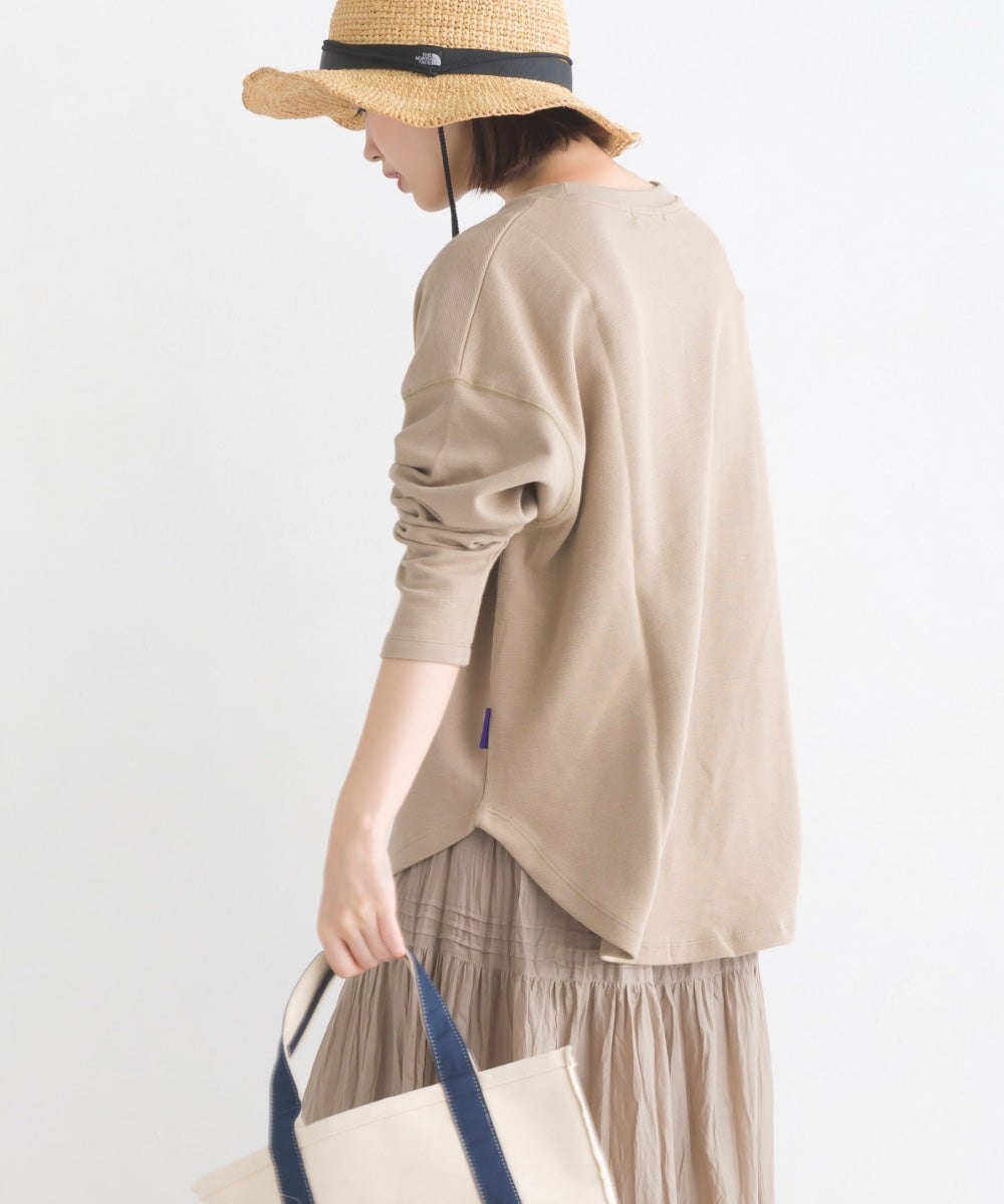【OMNES】リップルダブルフェイス 裾ラウンド長袖Tシャツ【7123-5405】