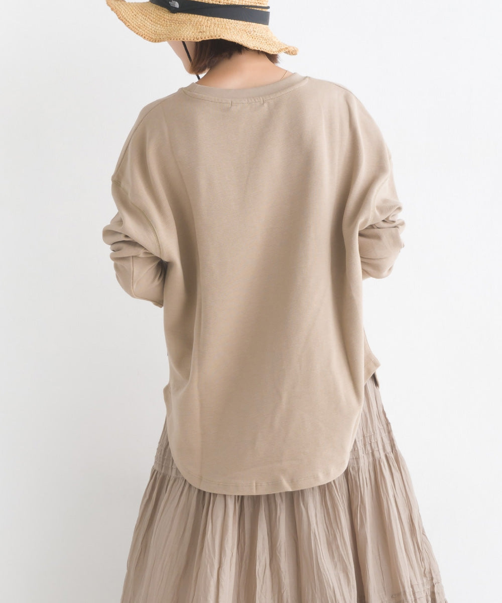 【OMNES】リップルダブルフェイス 裾ラウンド長袖Tシャツ【7123-5405】