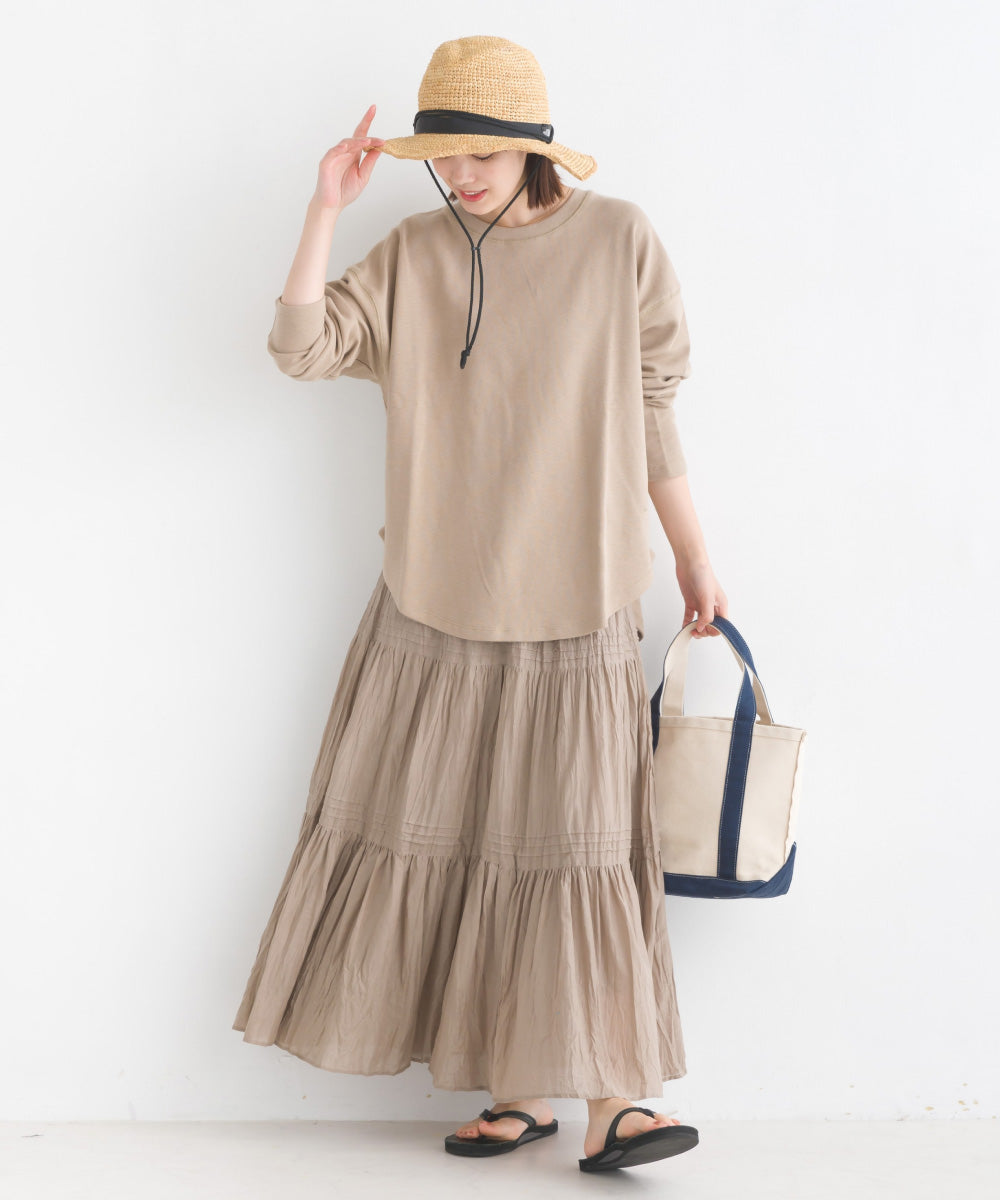 【OMNES】リップルダブルフェイス 裾ラウンド長袖Tシャツ【7123-5405】