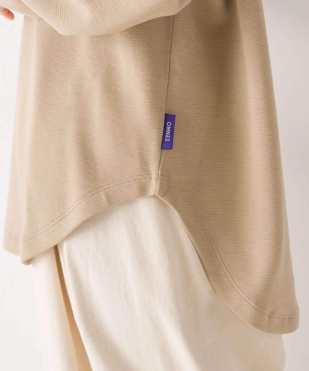 【OMNES】リップルダブルフェイス 裾ラウンド長袖Tシャツ【7123-5405】