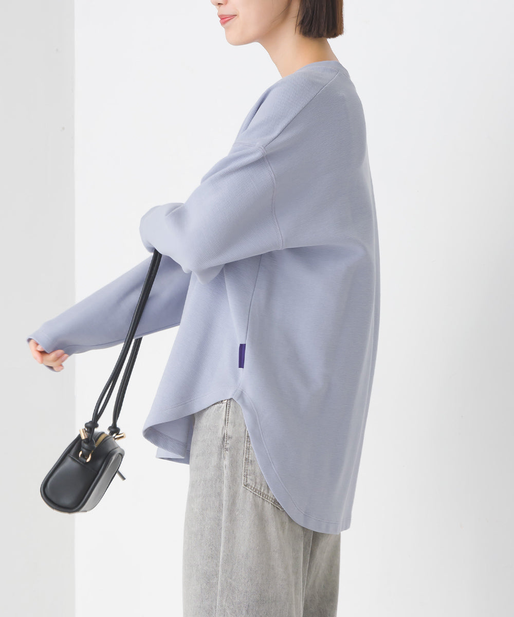 【OMNES】リップルダブルフェイス 裾ラウンド長袖Tシャツ【7123-5405】