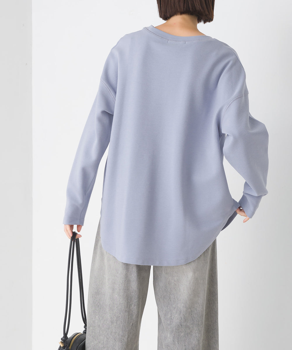 【OMNES】リップルダブルフェイス 裾ラウンド長袖Tシャツ【7123-5405】