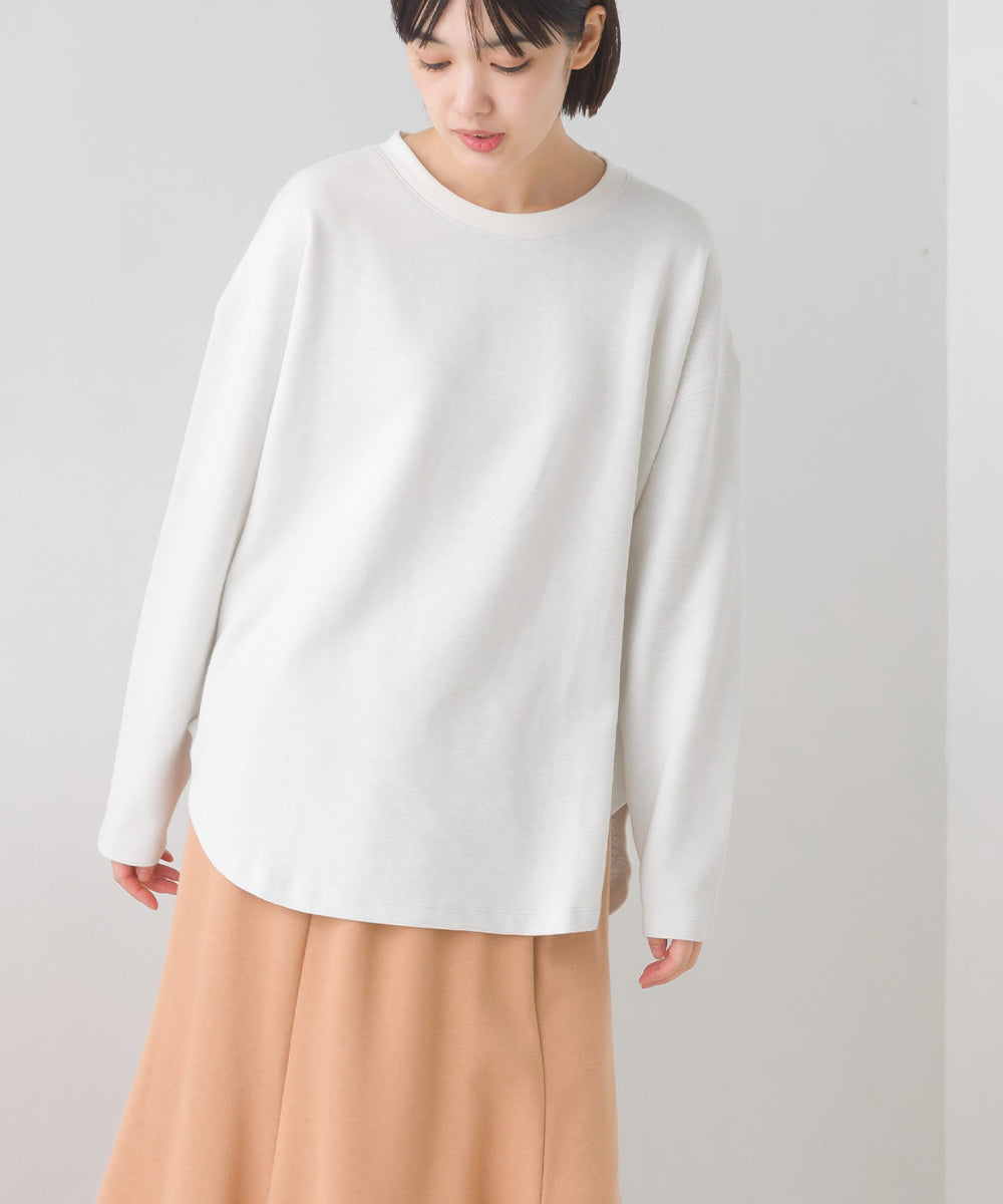 【OMNES】リップルダブルフェイス 裾ラウンド長袖Tシャツ【7123-5405】
