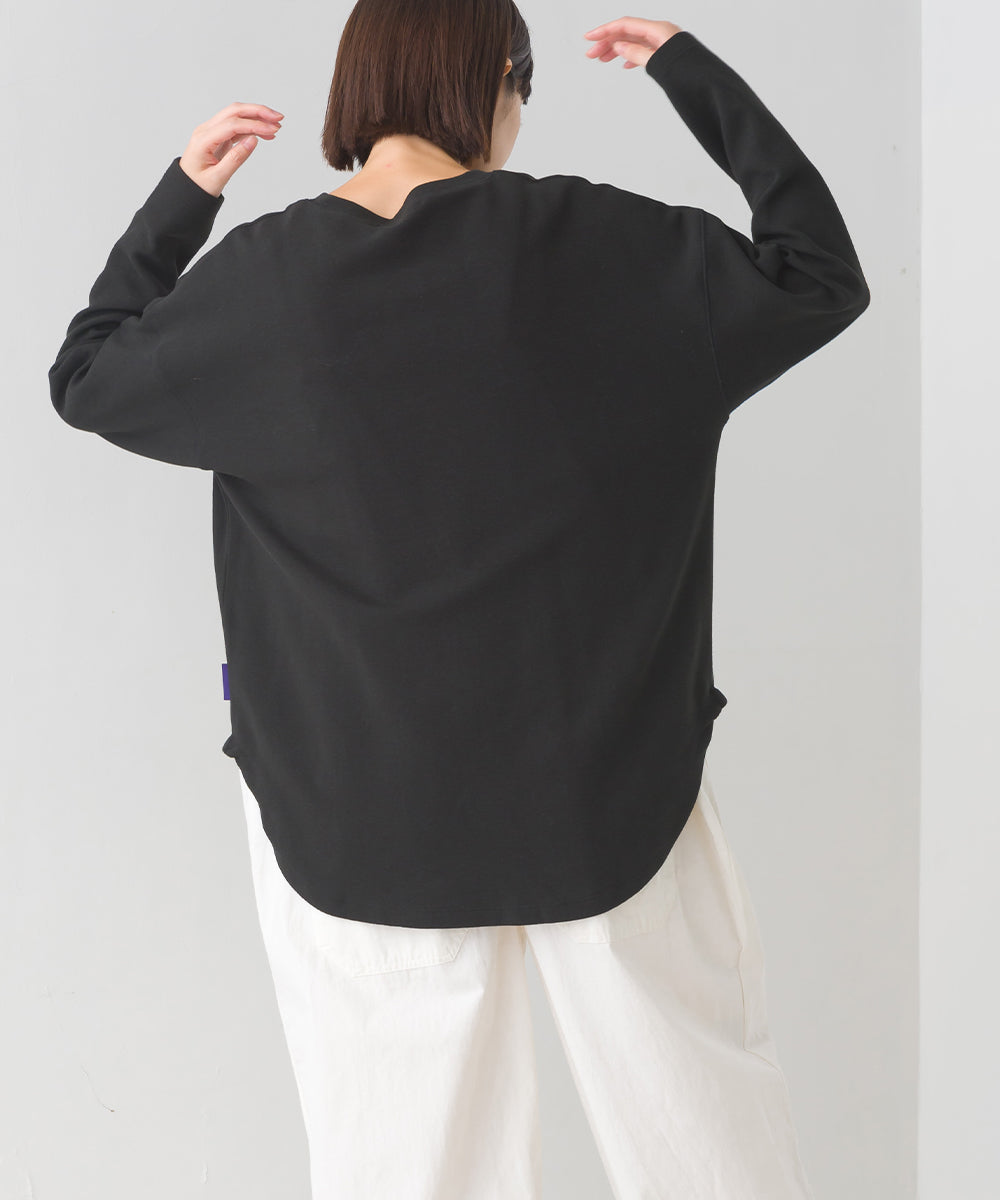 【OMNES】リップルダブルフェイス 裾ラウンド長袖Tシャツ【7123-5405】
