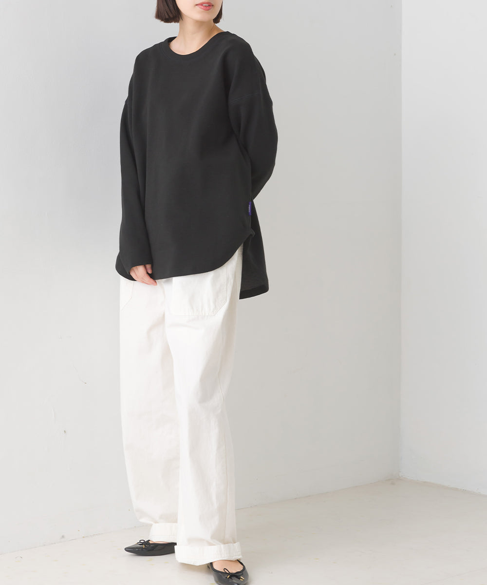 【OMNES】リップルダブルフェイス 裾ラウンド長袖Tシャツ【7123-5405】