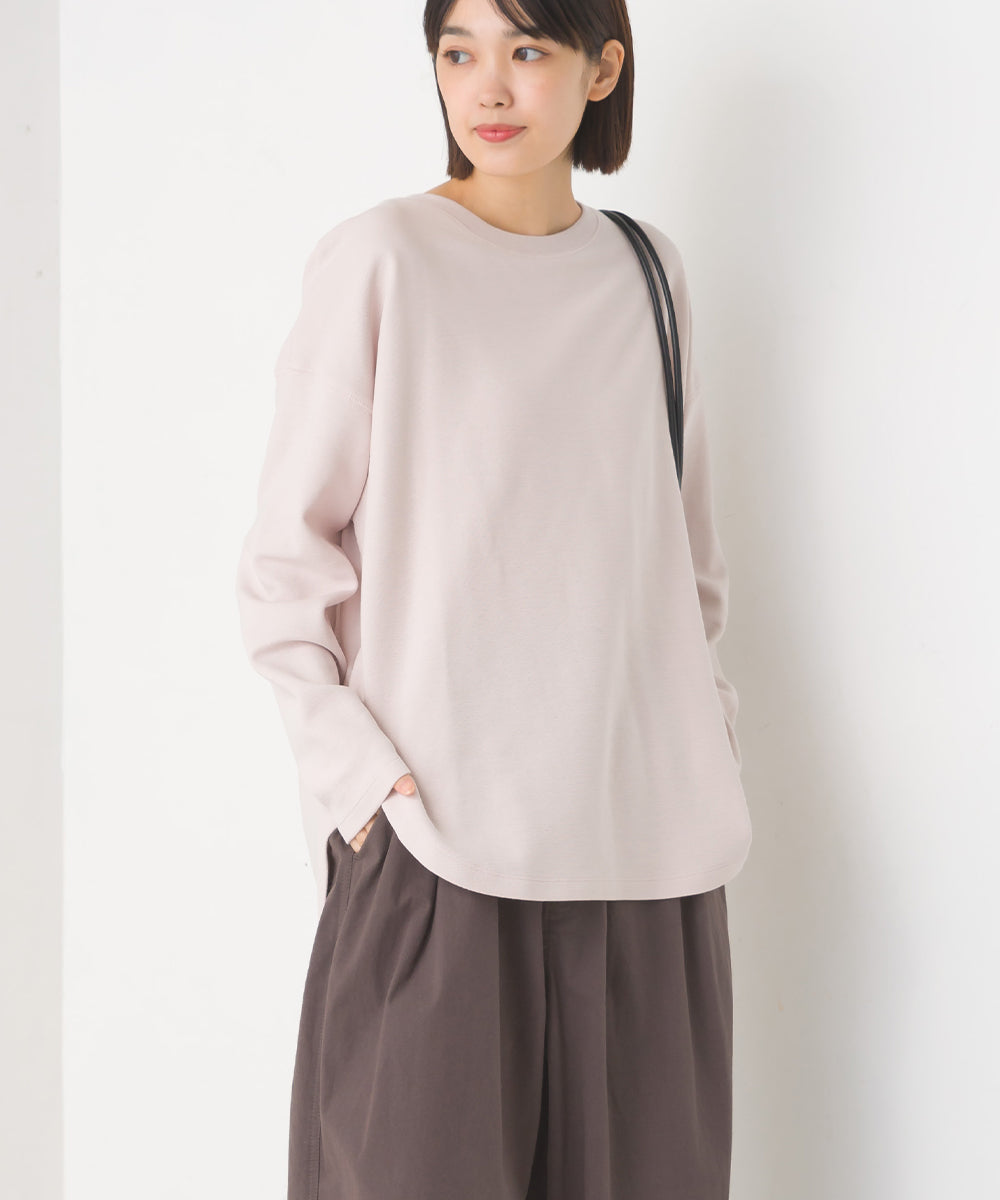 【OMNES】リップルダブルフェイス 裾ラウンド長袖Tシャツ【7123-5405】