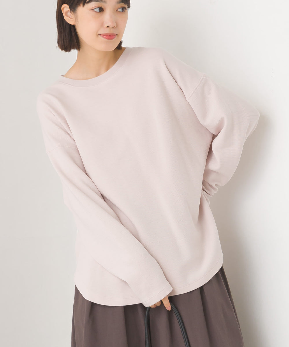 【OMNES】リップルダブルフェイス 裾ラウンド長袖Tシャツ【7123-5405】