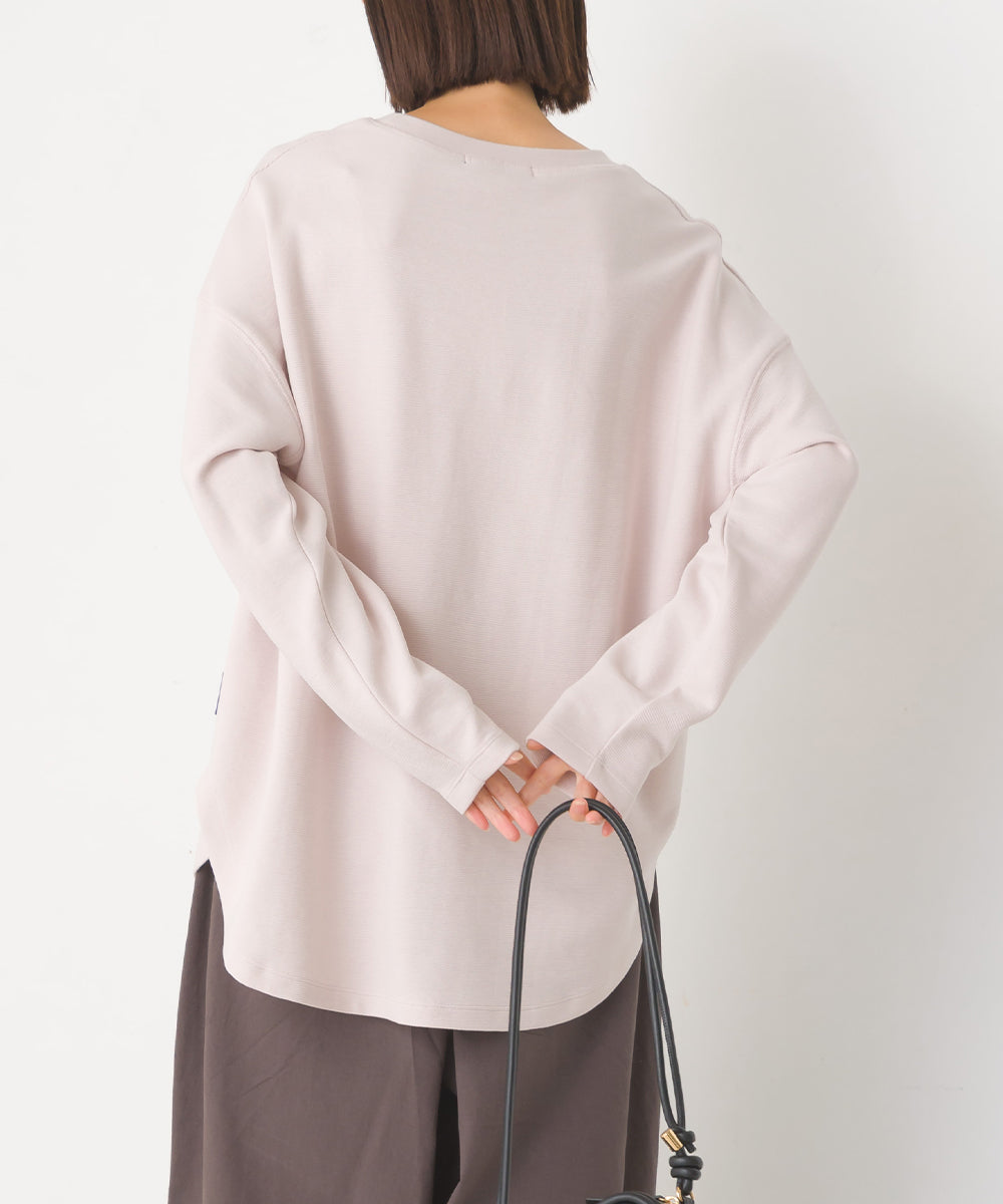 【OMNES】リップルダブルフェイス 裾ラウンド長袖Tシャツ【7123-5405】