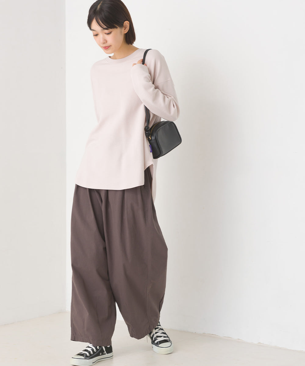 【OMNES】リップルダブルフェイス 裾ラウンド長袖Tシャツ【7123-5405】