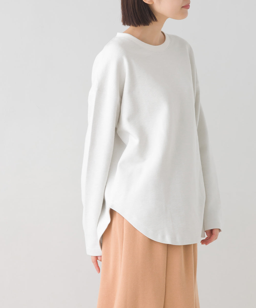 【OMNES】リップルダブルフェイス 裾ラウンド長袖Tシャツ【7123-5405】